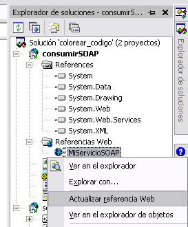 Si hay cambios en el SOAP, actualizamos la referencia Web